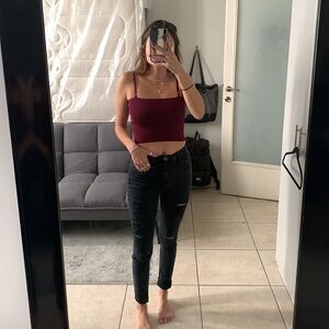 Itay small red Bordeaux magenta crop top with adjustable straps